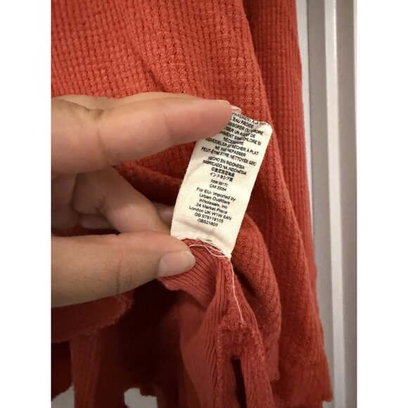Free People We The Free Catalina Orange Oversized Thermal Long Sleeve Top boho - Picture 7 of 9